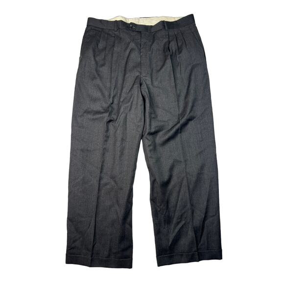 Pierre Balmain Mens VTG Virgin Wool Cuffed Dress Pants Pleated Front Gray 38x28 - Picture 1 of 8